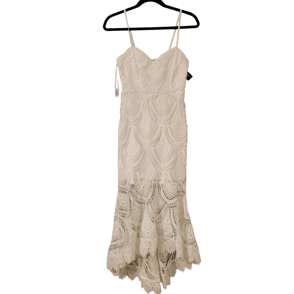 Lulus Bohemian Boho Western White Crochet Lace Summer Midi Dress. Size XS - Picture 5 of 13